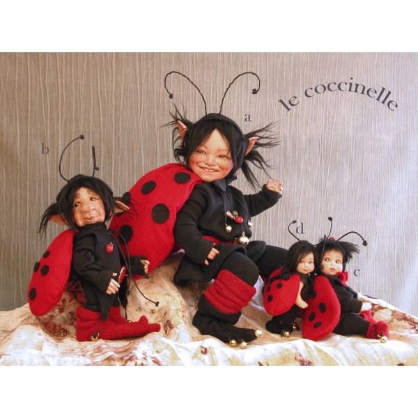 Porzellanpuppe - Elfe Fee Marienkäfer