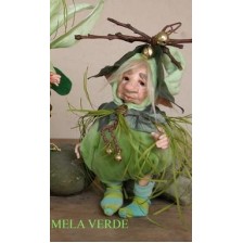 Elfe Kobold Apfel Grüne , Porzellanpuppe 