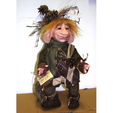 Elfe Kobold Tannenzapfen - Porzellanpuppe