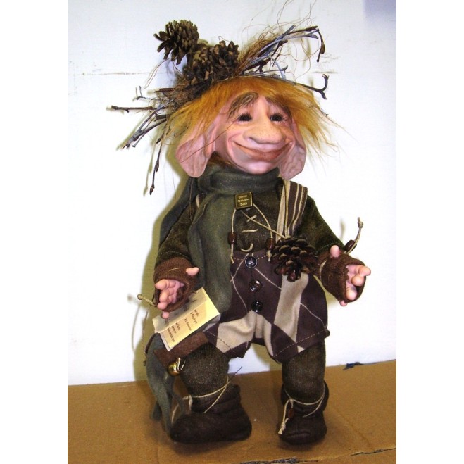 Elfe Kobold Tannenzapfen - Porzellanpuppe