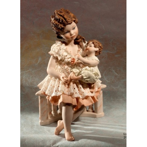 Porzellanfigur - Porzellan Figur - Skulptur Frau mit Kind